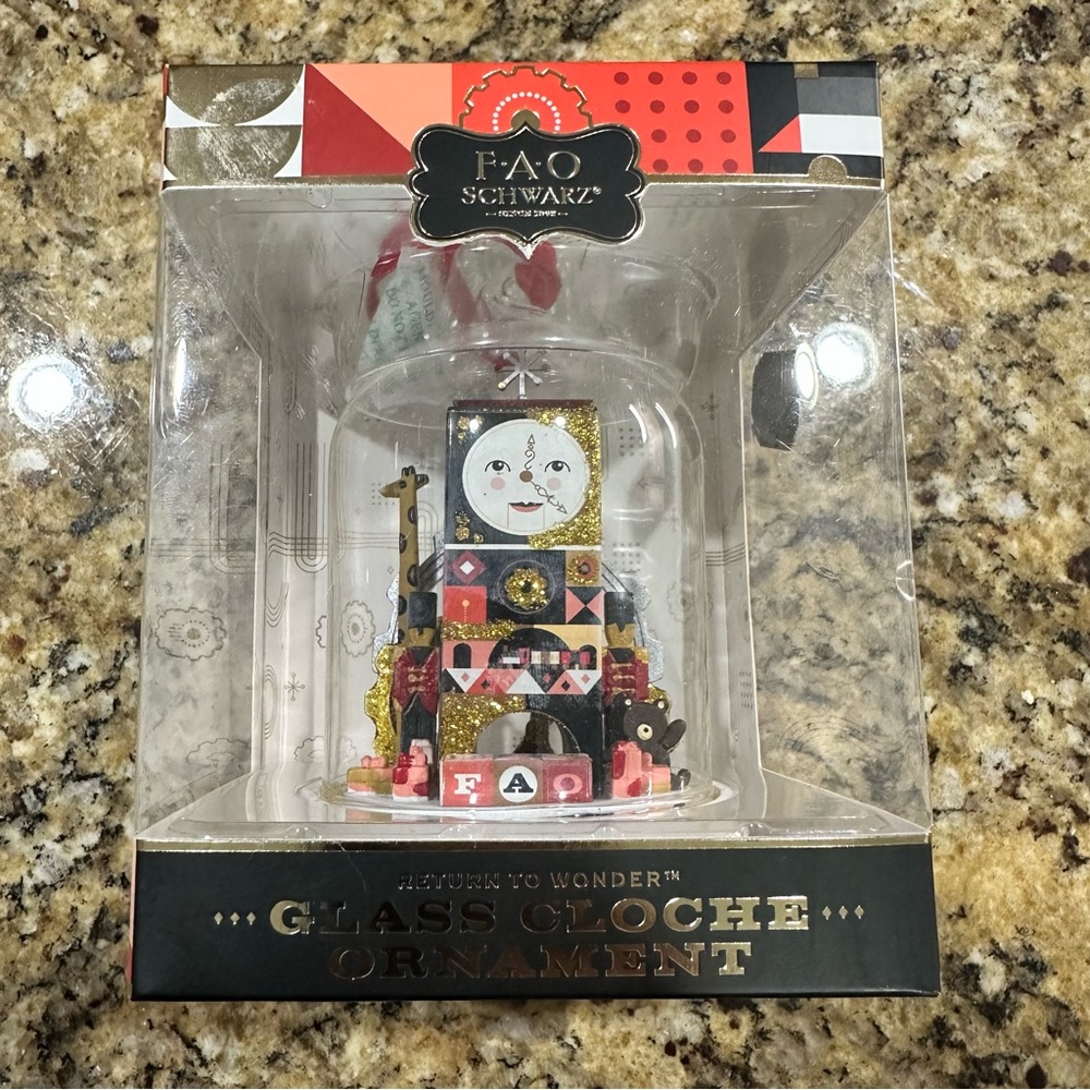 FAO Schwarz Glass Cloche Christmas Ornament